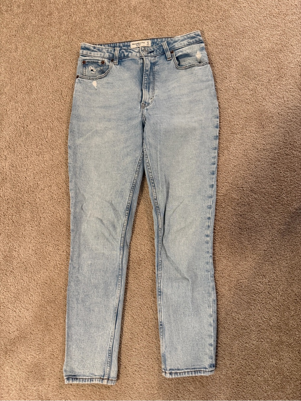 Abercrombie & Fitch Light Blue High-Rise Straight Jeans